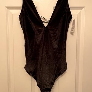 Women’s black velvet bodysuit